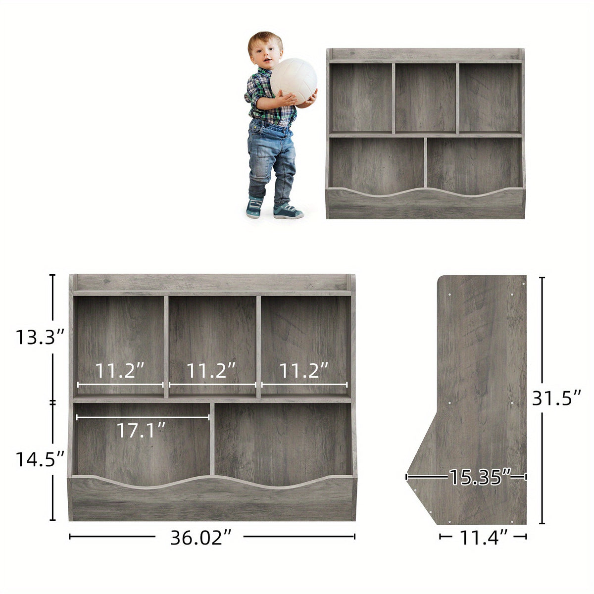 Kids Bookshelf and Bookcase Toy Storage Multi Shelf with Cubby Organizer Cabinet for Boys Girls, for Children Playroom Hallway Kindergarten School