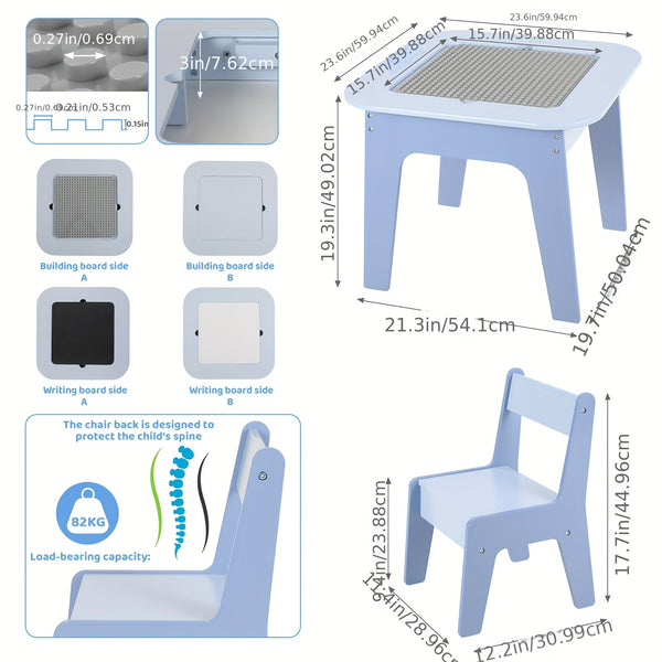 4 In 1 Kids Table And 2 Chairs With Storage Drawers And 2 Removable Tabletops, Activity Table With Blackboard And Whiteboard, Ideal For Easter