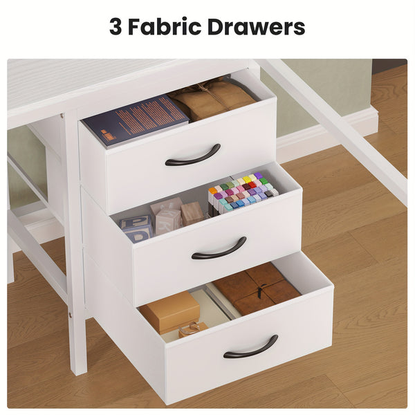 Loft Bed with L-Shaped Desk, Twin Size Bed with LED Lights and Charging Station, Twin Metal Loft Bed Frame with Drawers and Shelve, 13.4\