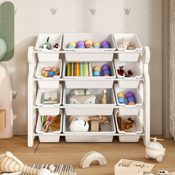 Montary Youngsters' Toy Storage Organizer with 12 Bins: A Multi-Functional Nursery Organizer And Youngsters' Furniture Set, Toy Storage with Shelf, And 12 Toy Bins, Perfect for Playrooms And Youngsters' Rooms (White).
