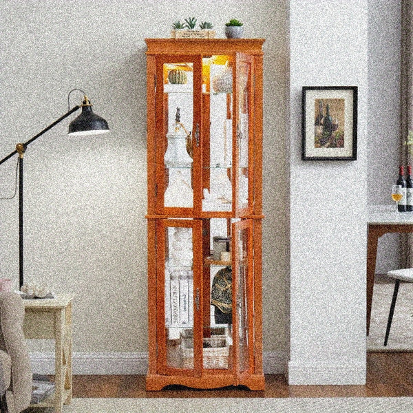 Glass Display Storage Cabinet with Built-in Lighting - Ideal for Home Decor in Multiple Spaces - Comes with Light Bulb - Stylish Toy Organizer with Robust Frame