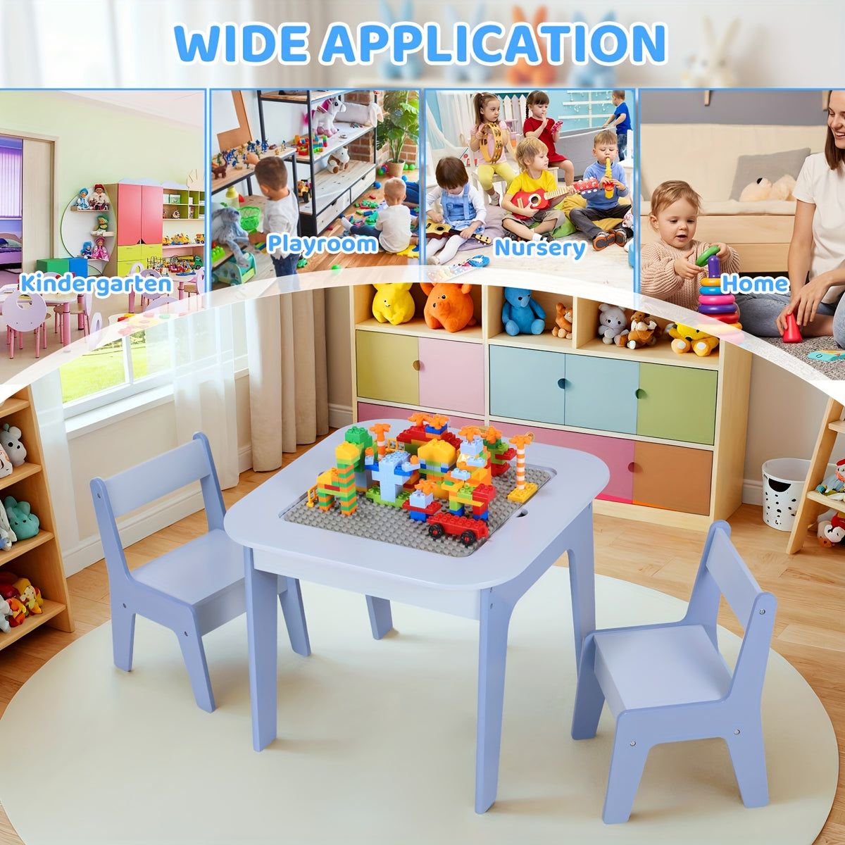 4 In 1 Kids Table And 2 Chairs With Storage Drawers And 2 Removable Tabletops, Activity Table With Blackboard And Whiteboard, Ideal For Easter