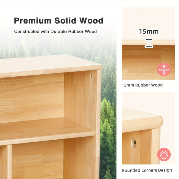 All Solid Rubber Wood Shelf - 5-Compartment 43.3\