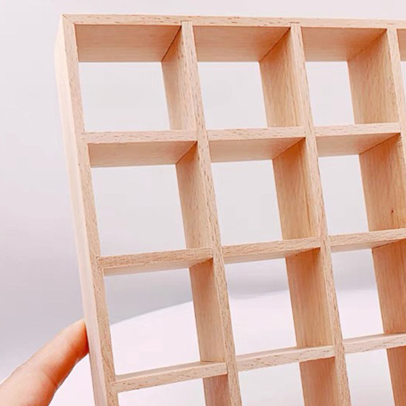 16-Grid Miniature Dollhouse Cabinet - Beige & White Mini Furniture with 16 Compartments, Realistic Display Case for Dollhouse, Dolls, Miniature Collections - Compatible with Dolls House International (DHI) & Model Rooms