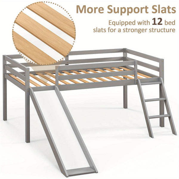 Wooden double-decker loft bed with ladder and storage space, suitable for Youngsters and Youngsters