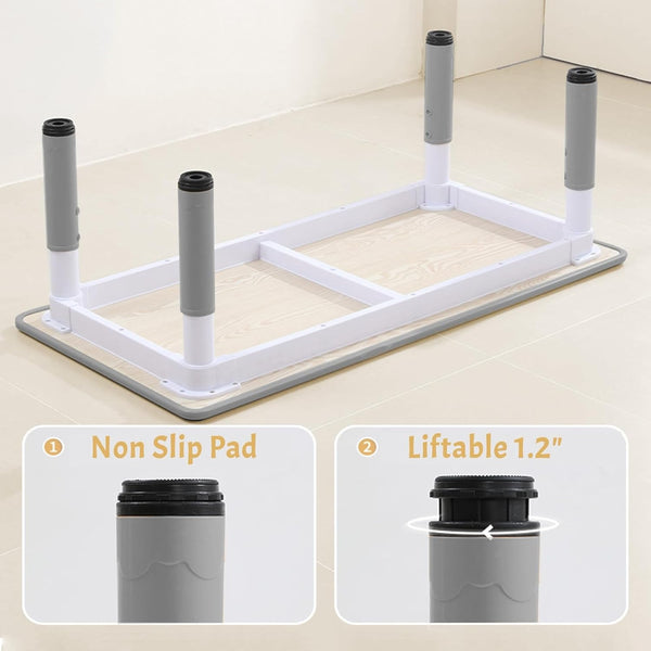 Children Table and Chairs Set, Height Adjustable Desk with Graffiti Desktop, Arts & Crafts Table with 6 Seats, Non-Slip Legs, Max 300lbs, Table and Chairs Suitable for Children Ages 3-10