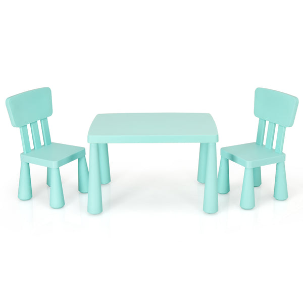MULTIGOT 3pcs Kids Table and Chairs Set, Lightweight Plastic Children Activity Center for Reading, Writing, Painting, Snack Time, Kids Furniture Art Study Desk & Chairs Set for -7
