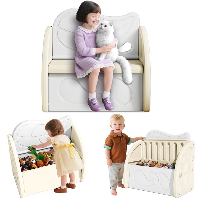 Plastic Toy Storage Organizer with Bench & Leaf Backrest, Playroom Furniture, Playroom Organization, Storage Bins, Toy Box, Toy Storage Box, Toybox, Playroom Must Haves, Small Space Organization, Toy Cabinet, Toy Container, Toy Organiser, Toy Storge