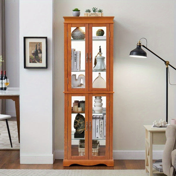 Glass Display Storage Cabinet with Built-in Lighting - Ideal for Home Decor in Multiple Spaces - Comes with Light Bulb - Stylish Toy Organizer with Robust Frame