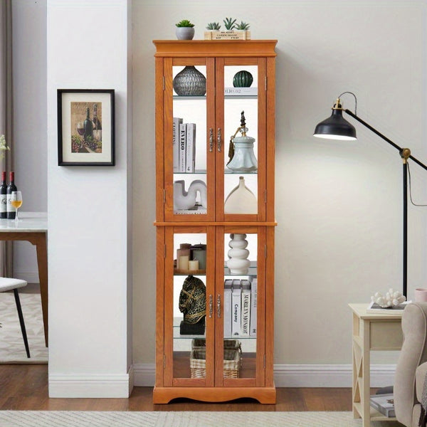 Glass Display Storage Cabinet with Built-in Lighting - Ideal for Home Decor in Multiple Spaces - Comes with Light Bulb - Stylish Toy Organizer with Robust Frame