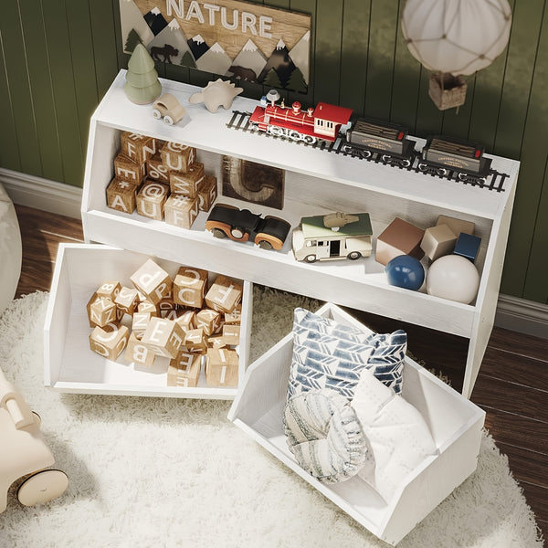 Storage and Organizer, Muti-Functional Bookcase and Storage Bin with Moveable Drawers, Storage Carbinet White, Storage Drawer Units