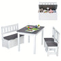 GIANTEX 4pcs Kids Wooden Activity Table & Chairs Set w\u002FStorage Bench Study Desk Natural