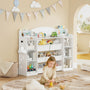Kids Bookshelf, Toy Storage Organizer, Toy Shelf with 8 Storage Bins, 4-Tier Toddler Bookshelf for Children's Room, Bedroom, Playroom, Living Room, Study Room, Nursery White