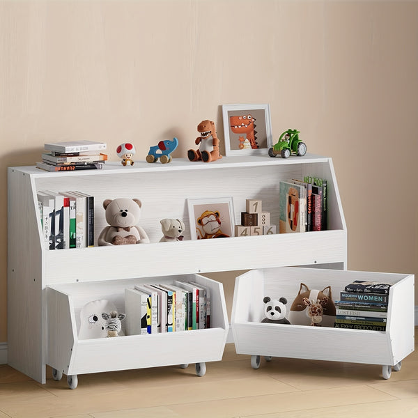 Storage and Organizer, Muti-Functional Bookcase and Storage Bin with Moveable Drawers, Storage Carbinet White, Storage Drawer Units
