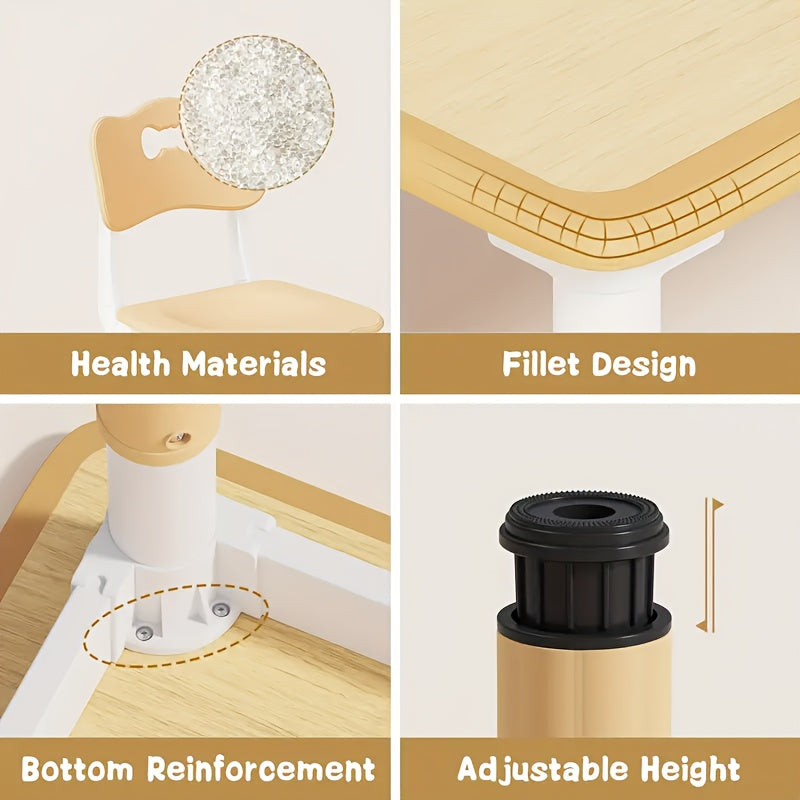 Kids Table And 4 Chair Set, Height Adjustable Table And Chair Set, Non-Slip Legs, Graffiti Desktop, Large Children Activity Table, Reading Daycare Classroom Home