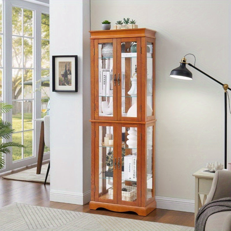 Glass Display Storage Cabinet with Built-in Lighting - Ideal for Home Decor in Multiple Spaces - Comes with Light Bulb - Stylish Toy Organizer with Robust Frame