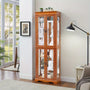 Glass Display Storage Cabinet with Built-in Lighting - Ideal for Home Decor in Multiple Spaces - Comes with Light Bulb - Stylish Toy Organizer with Robust Frame