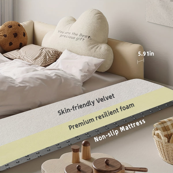 Portable Play Tent Bed with Detachable Canopy & Cushioned - Soft White Bed &, Indoor\u002FOutdoor Use, Sponge Guardrails - Bed Frame, Playhouse & Room