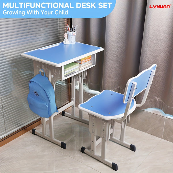 Children'S Study Table And Chair Set, Kids Table And Chair Set, Height Adjustable Desk For Kids, Table And Chairs For Kids - With Ergonomic Design, Suitable For Children, Primary School Students And Teenagers Aged 3-18 Years Old