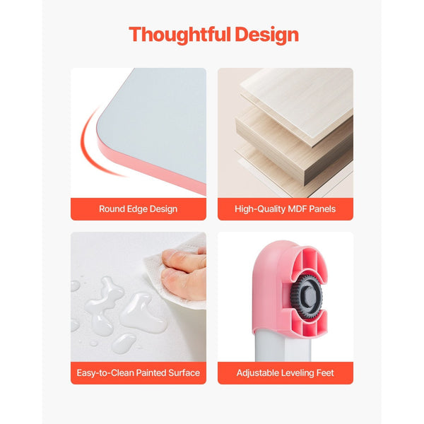 VEVOR Kids Study Chair and Desk Set, Study Desk and Chair for Kids with Bookshelf and Storage Drawer, Adjustable Height Kids Study Desk with Chair, Children Study Table for Bedroom & Study Room, Pink\u002Fblue 20.5-40.34inch\u002F20.5-43.5inch