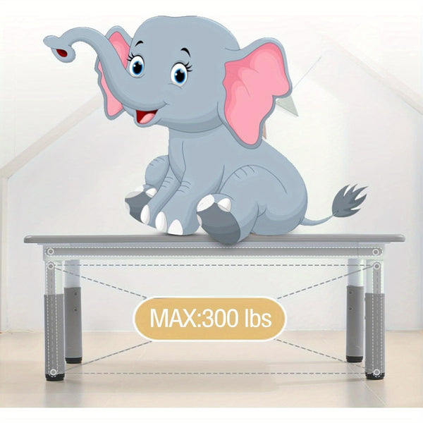 Children Table and Chairs Set, Height Adjustable Desk with Graffiti Desktop, Arts & Crafts Table with 6 Seats, Non-Slip Legs, Max 300lbs, Table and Chairs Suitable for Children Ages 3-10