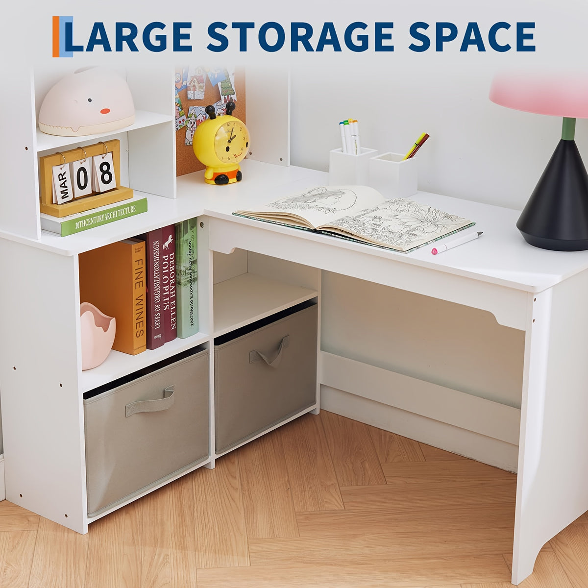 Kids Study Desk And Chair Set, Corner Study Desk For Children