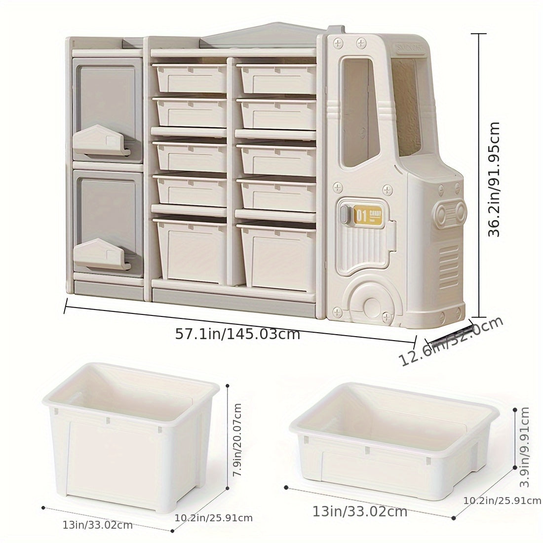 Bedroom Storage Cabinet, Miscellaneous Storage Rack, Large Capacity Classified Storage Rack, Decorative Storage Cabinet With 10 Storage Baskets And Two Enclosed Cabinets