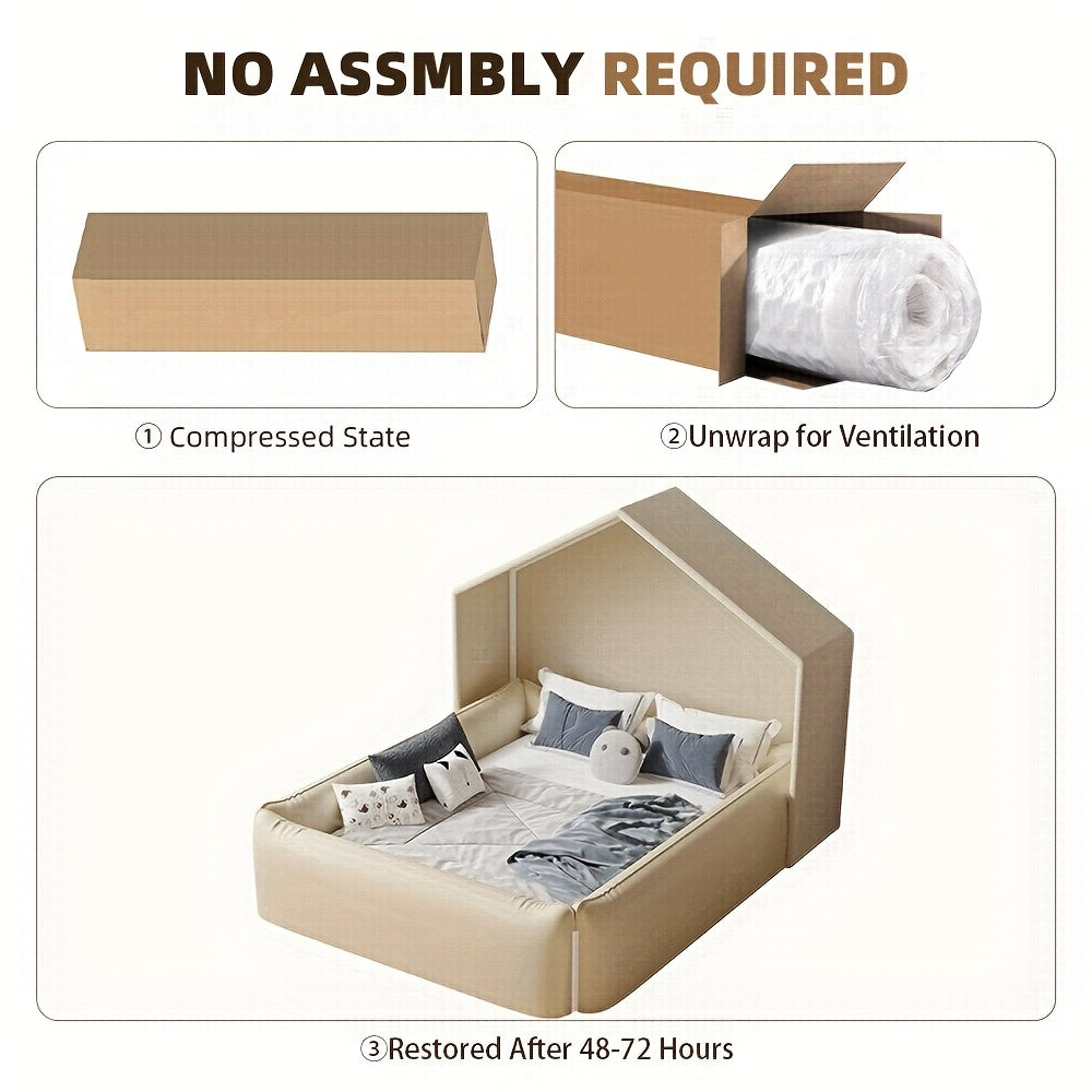 Indoor Playhouse Bed with Soft Sponge Guardrail - Portable White Tent-like Playpen, Baby- Fence for &, Easy-to-Assemble Bed Frame for, Non-Wood Durable Children's Bed Surround