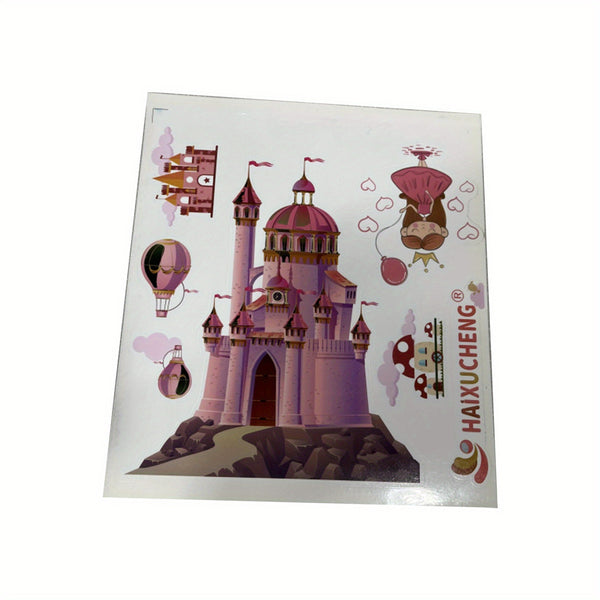 2pcs Set 41.37*28.57*19.11 inch Multi Bookcase Wider Desktop Table and Chair Set Cartoon Pattern Adjustable Height Study Drawer Table with Chair