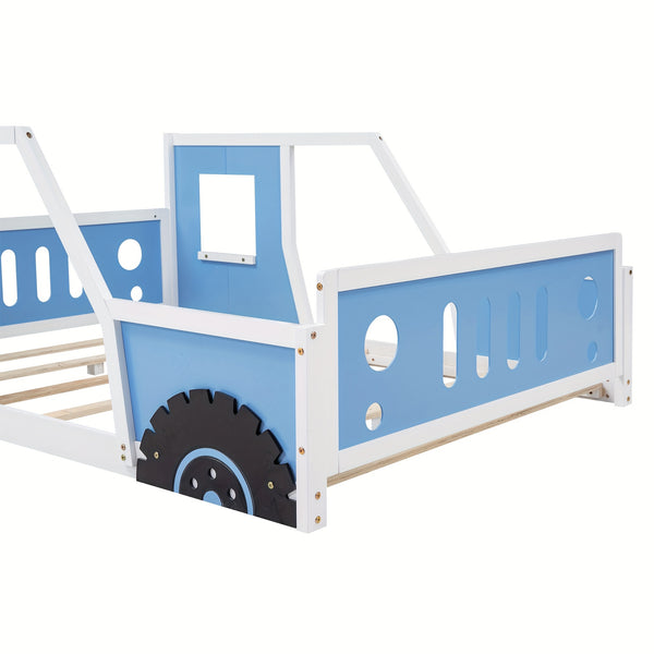 Bellemave Full Size Car Bed with Headboard & Footboard, 4-Side Rails - Sturdy Wood & MDF Construction, Blue Race Car Design Bed Frame with Safety Rails, Easy Assembly, No Box Spring Needed, Modern Bedroom Furniture & Teens (Ages 6+) - Durable Bed fo