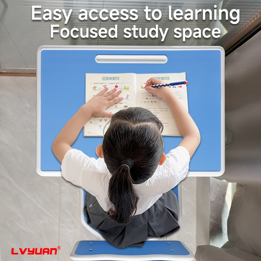 1 Set Classic Adjustable Height Youngsters Desk and Chair, Ergonomic Metal Study Table with Utility Drawer, Floor Mounted School Furniture for Youngsters Aged 3-18 Years, Ideal Christmas Gift