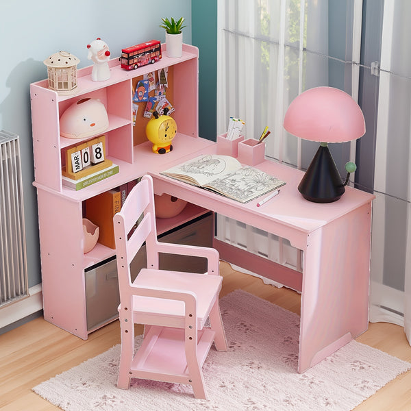 Kids Study Desk And Chair Set, Corner Study Desk For Children