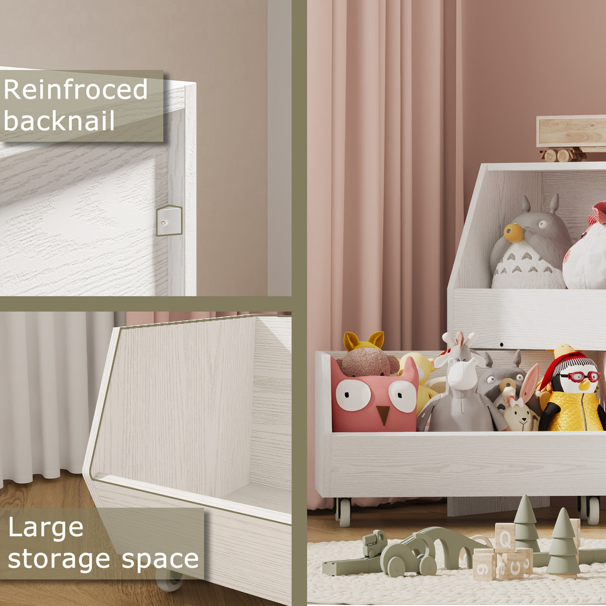 Storage and Organizer, Muti-Functional Bookcase and Storage Bin with Moveable Drawers, Storage Carbinet White, Storage Drawer Units