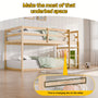 Bunk Low Bed, Solid Wood Twin Bunk Bed Frame With Full Guardrails And Integrated Ladder, Floor Bunk Bed For Bedroom