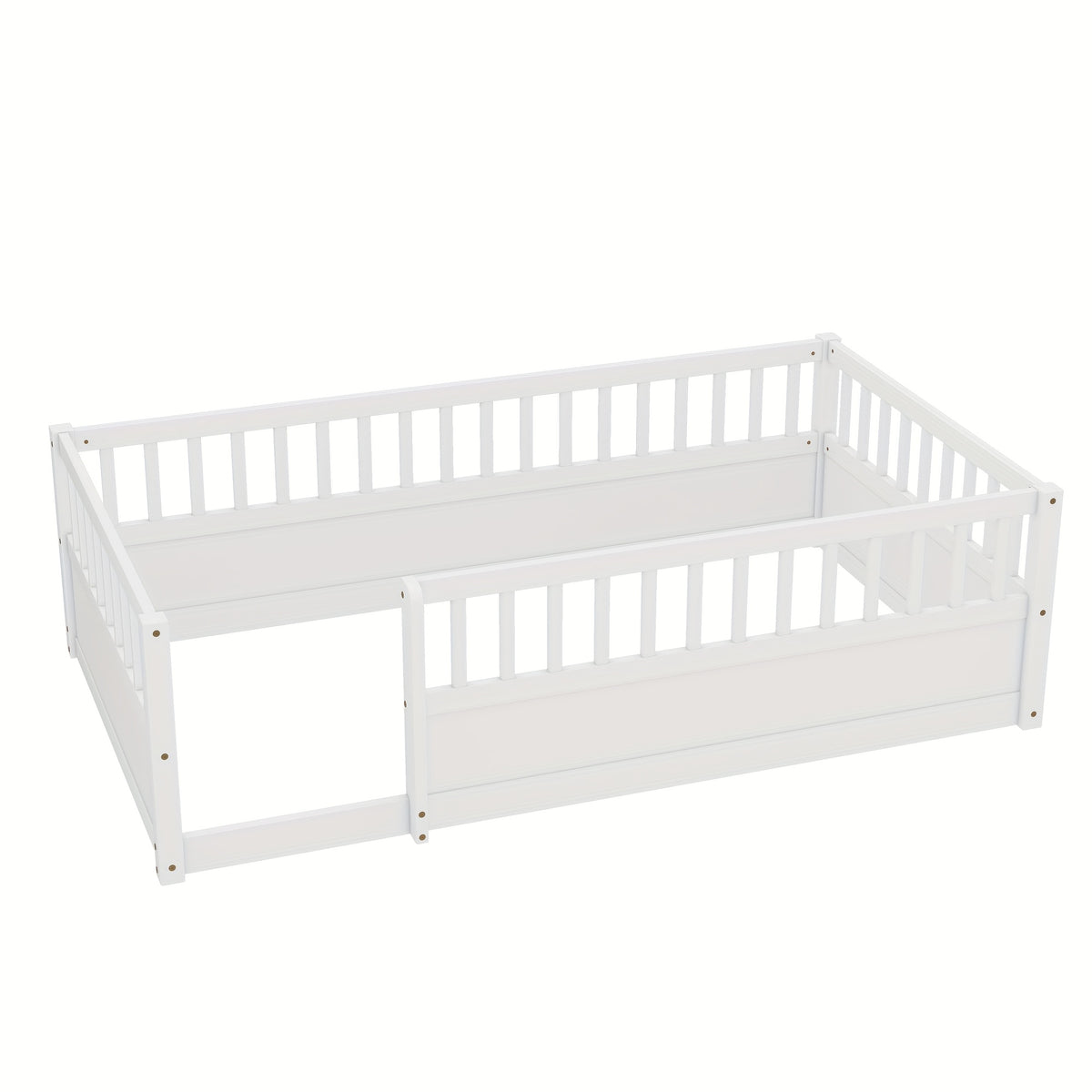 Wooden Floor Bed & Raised Panel Twin