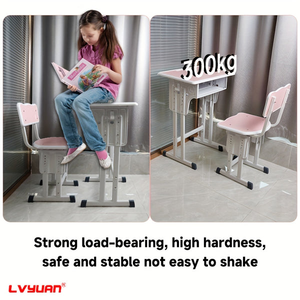 Children'S Study Table And Chair Set, Kids Table And Chair Set, Height Adjustable Desk For Kids, Table And Chairs For Kids - With Ergonomic Design, Suitable For Children, Primary School Students And Teenagers Aged 3-18 Years Old