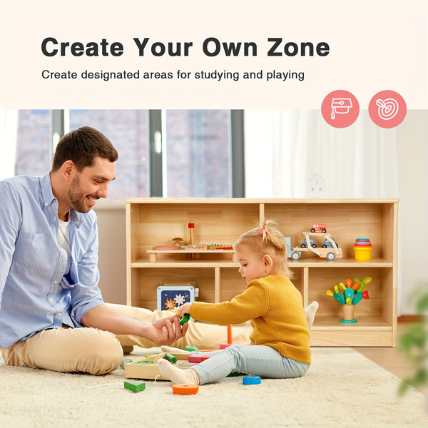 All Solid Rubber Wood Shelf - 5-Compartment 43.3\