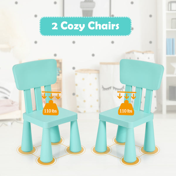 MULTIGOT 3pcs Kids Table and Chairs Set, Lightweight Plastic Children Activity Center for Reading, Writing, Painting, Snack Time, Kids Furniture Art Study Desk & Chairs Set for -7