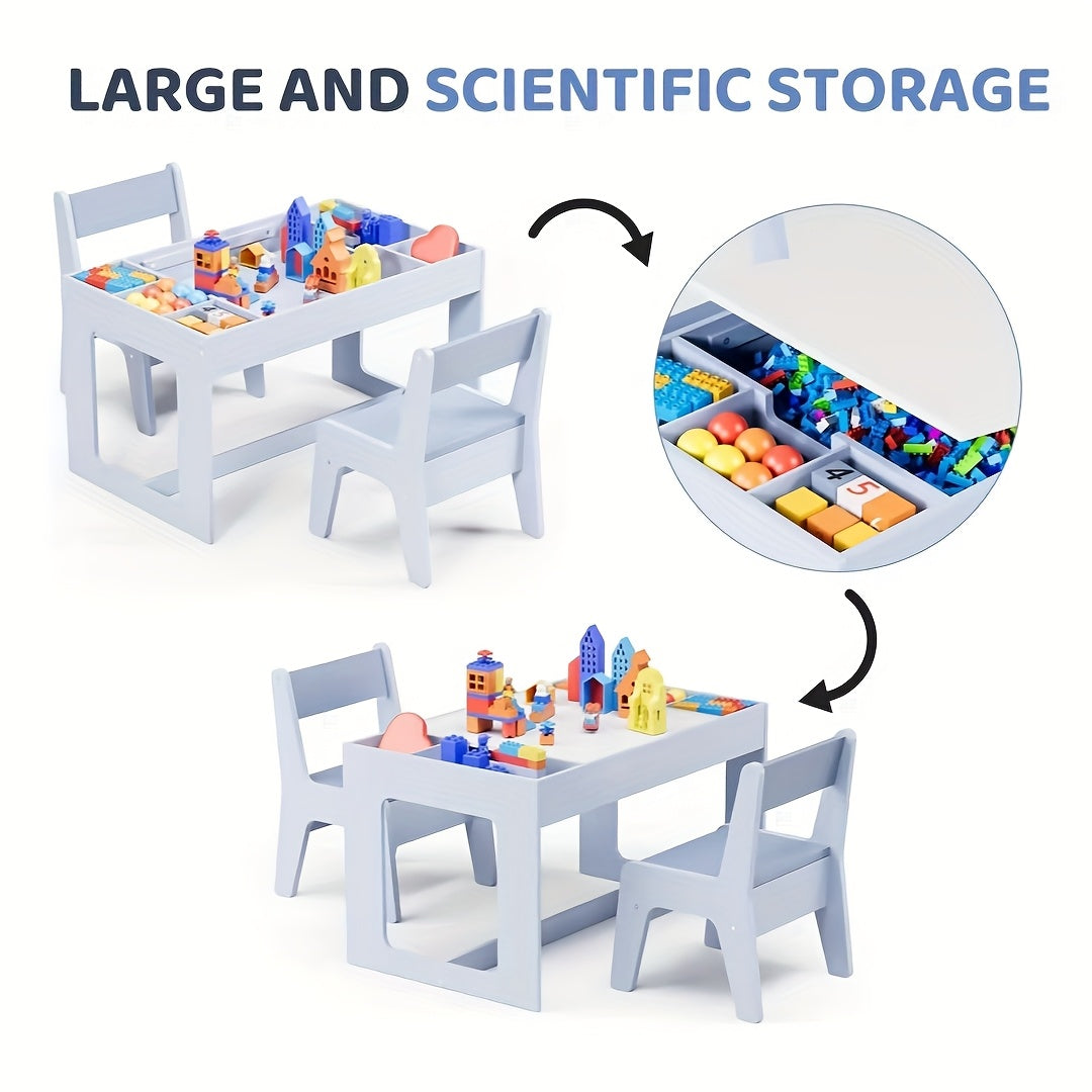 Children's Table with 2 Chairs, Children's Seating Group with Storage Space, Children's Table Chair Set with Reversible Table Top, Children's Desk for School, Daycare Center, Children's Room, for Children From 3 Years for Christmas and Halloween