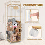 Zoo Animal Wooden Storage Rack 3-Tier Sturdy Zoo Animal Wooden Storage Rack with Elastic Rope & Lockable Wheels - Cedar Finish Lightweight Organizer for Stuffed Animals, Perfect for Bedroom, Ideal Christmas Gift