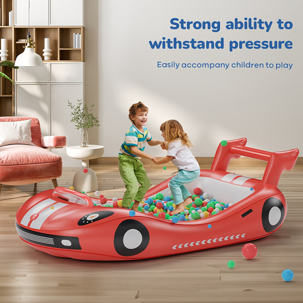 Inflatable Kids Bed with Sides - Race Car Design Portable Travel Bed with Hand Pump, Durable Plastic Construction & Safety Rails, Indoor\u002FOutdoor Air Mattress for Camping, Hotels, Home Use - No Assembly Required, Lightweight & Easy Setup