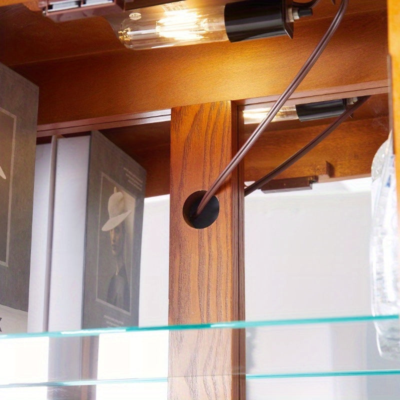 Glass Display Storage Cabinet with Built-in Lighting - Ideal for Home Decor in Multiple Spaces - Comes with Light Bulb - Stylish Toy Organizer with Robust Frame