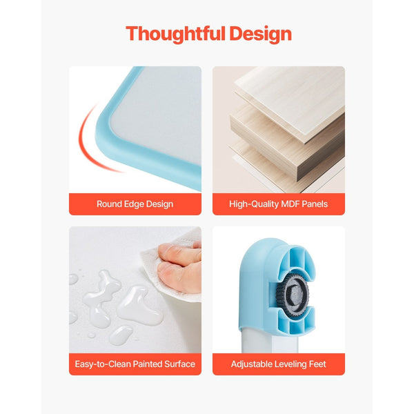 VEVOR Kids Study Chair and Desk Set, Study Desk and Chair for Kids with Bookshelf and Storage Drawer, Adjustable Height Kids Study Desk with Chair, Children Study Table for Bedroom & Study Room, Pink\u002Fblue 20.5-40.34inch\u002F20.5-43.5inch