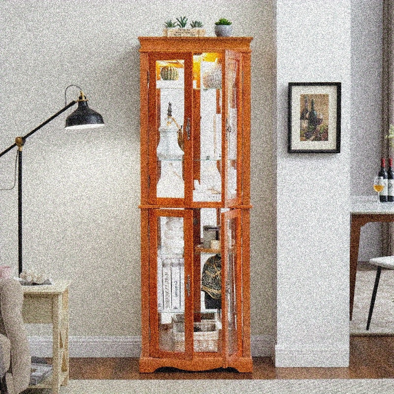 Glass Display Storage Cabinet with Built-in Lighting - Ideal for Home Decor in Multiple Spaces - Comes with Light Bulb - Stylish Toy Organizer with Robust Frame