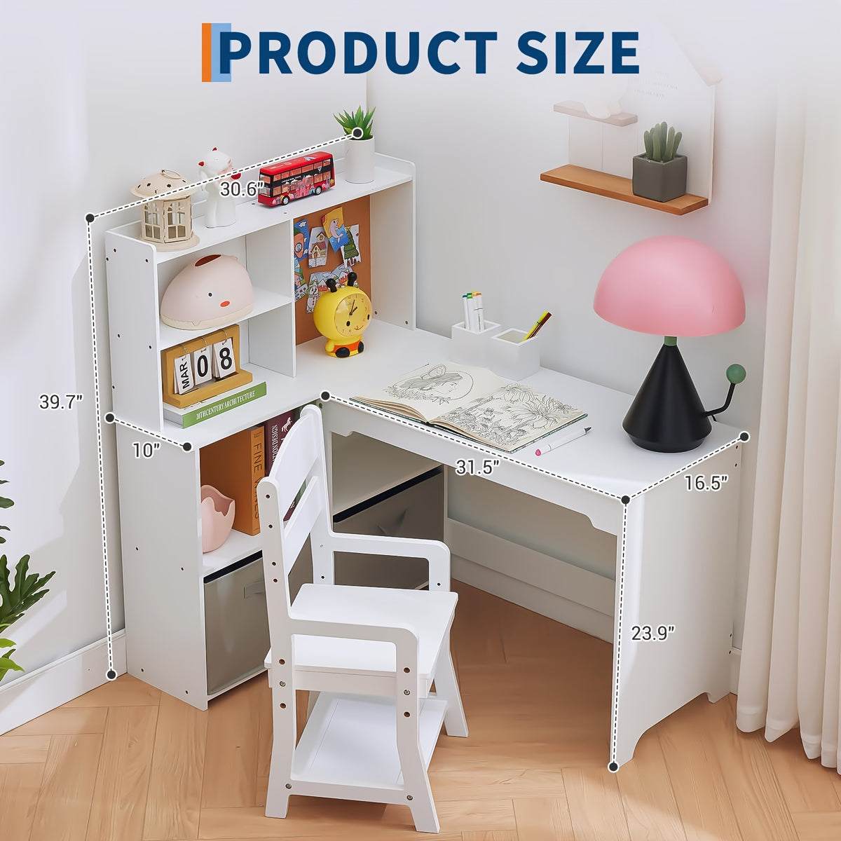 Kids Study Desk And Chair Set, Corner Study Desk For Children
