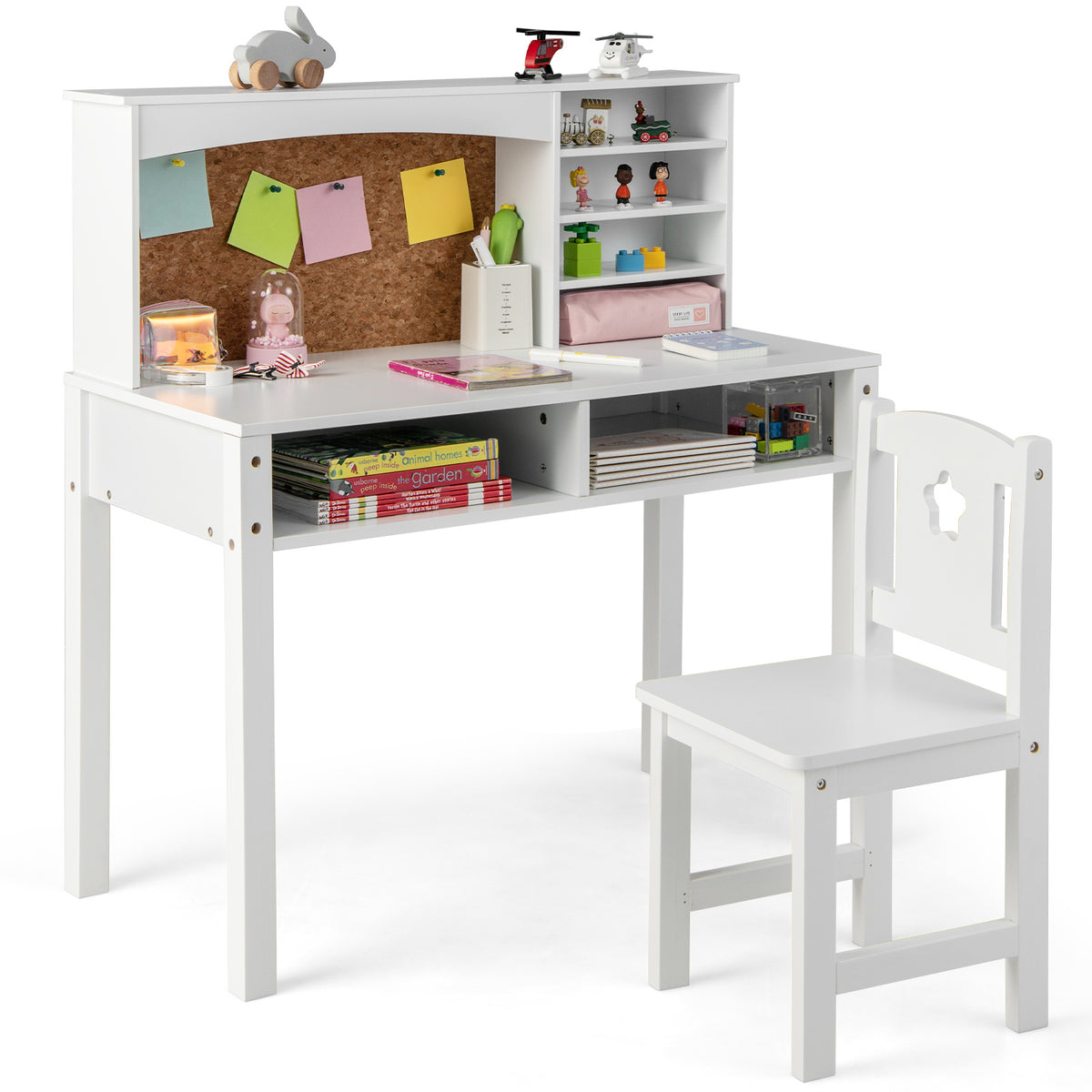 MULTIGOT Kids Desk and Chair Set Study Writing Workstation w\u002F Hutch & Bulletin Board
