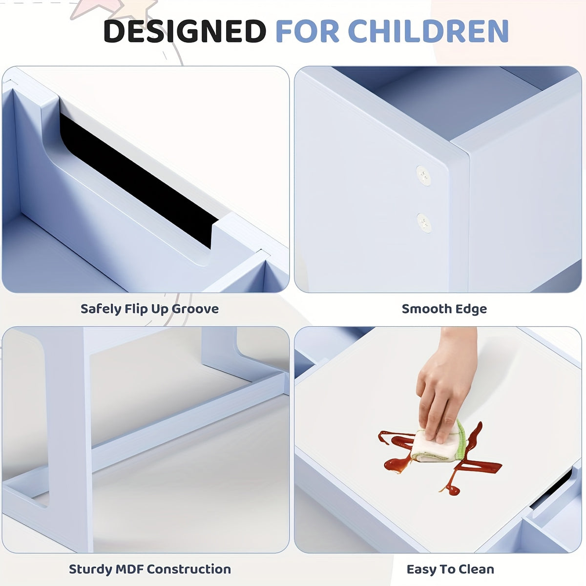 Children's Table with 2 Chairs, Children's Seating Group with Storage Space, Children's Table Chair Set with Reversible Table Top, Children's Desk for School, Daycare Center, Children's Room, for Children From 3 Years for Christmas and Halloween