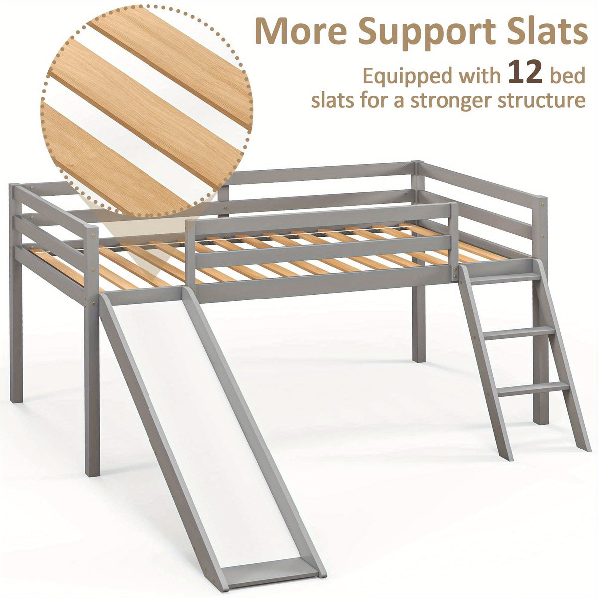 Wooden double-decker loft bed with ladder and storage space, suitable for Youngsters and Youngsters