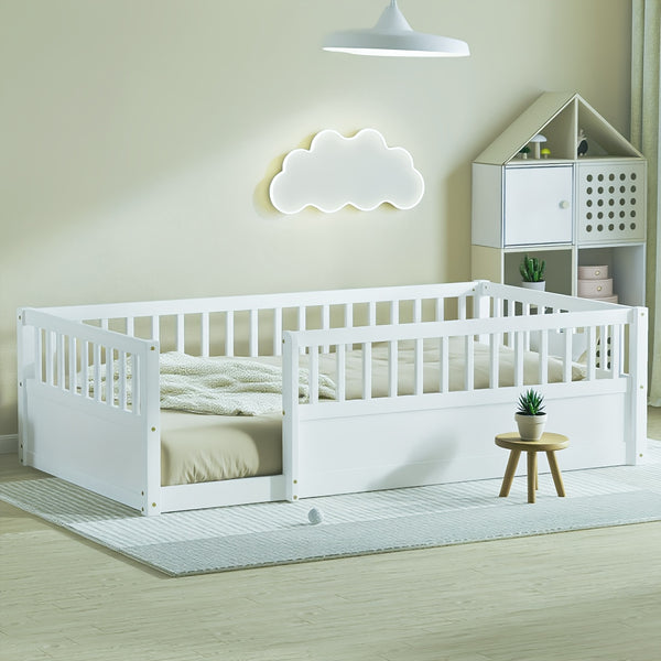 Wooden Floor Bed & Raised Panel Twin