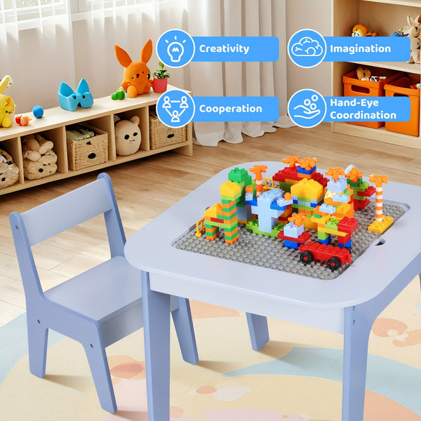 4 In 1 Kids Table And 2 Chairs With Storage Drawers And 2 Removable Tabletops, Activity Table With Blackboard And Whiteboard, Ideal For Easter